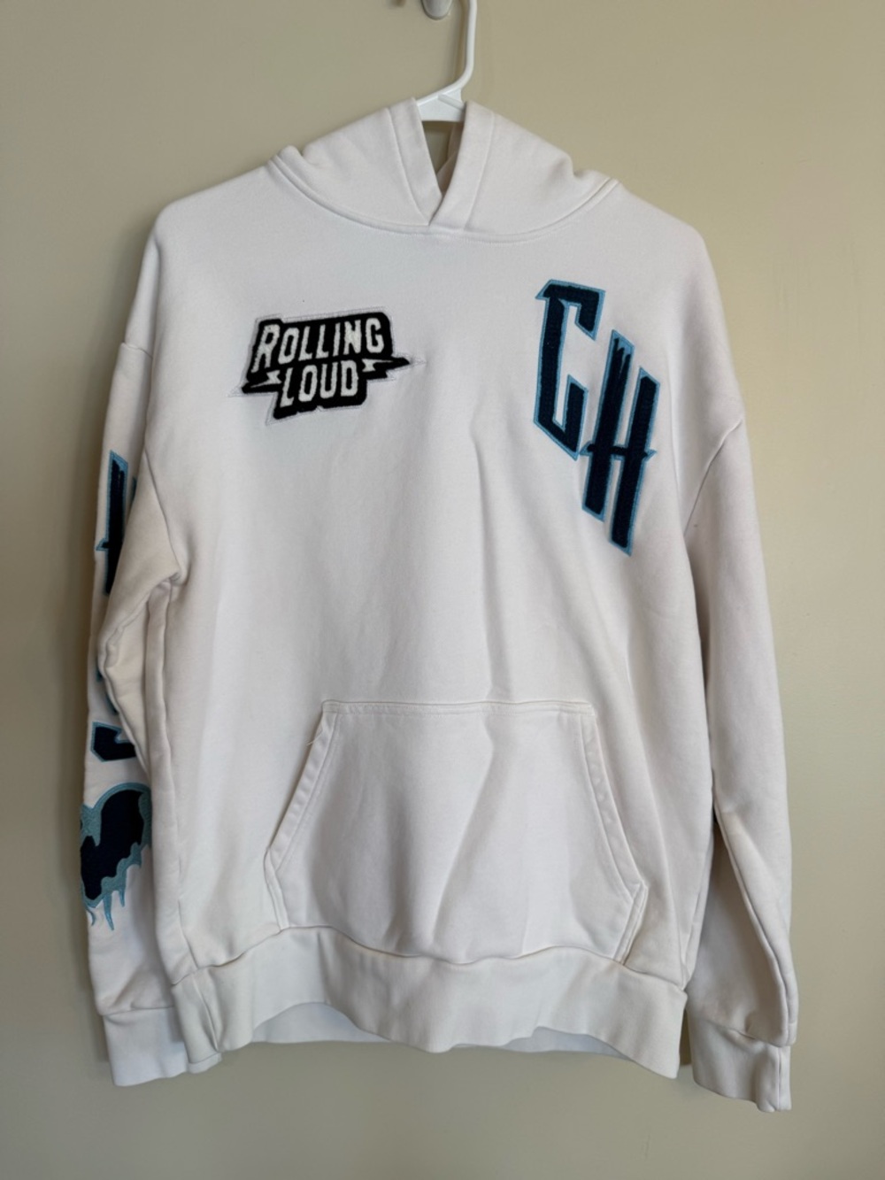 COLD HEARTS SCRIPT HOODIE Rolling Loud White Graphic Hoodie - CH Patch